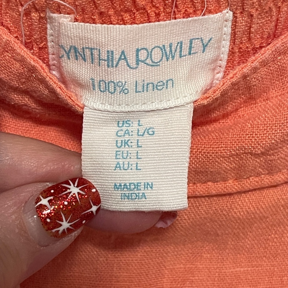 Cynthia Rowley 100% Linen Wide Leg Palazzo Pants Orange High Rise Bohemian Large - Picture 5 of 7